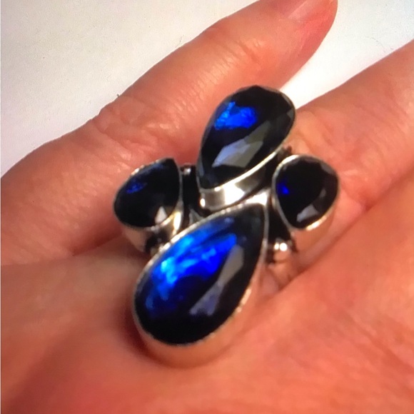 Blue Sapphire 925 Sterling Silver Ring - Picture 1 of 2